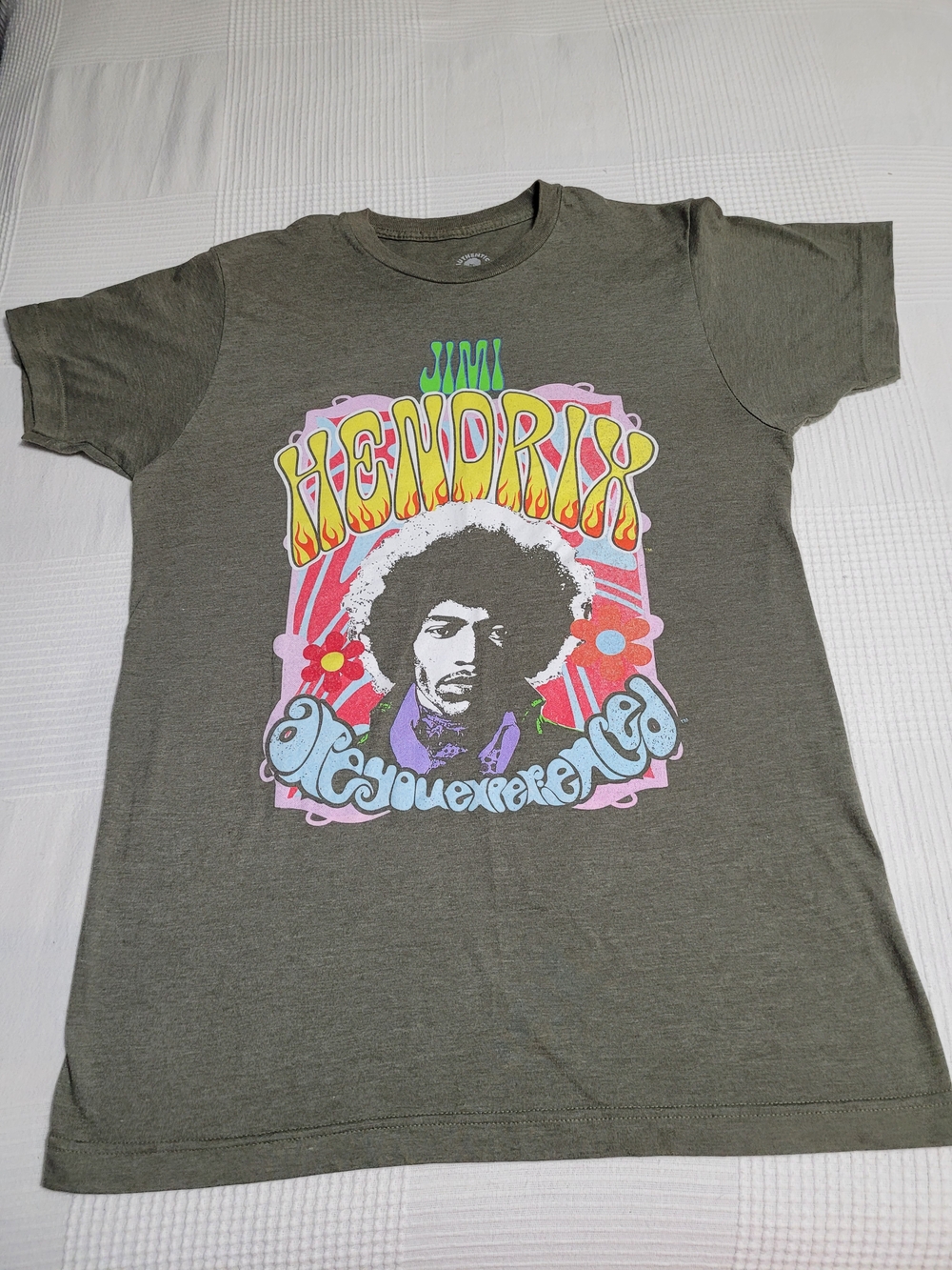 Jimi Hendrix Graphic Short Sleeve Tee - Unisex - Olive/Khaki - Size M
